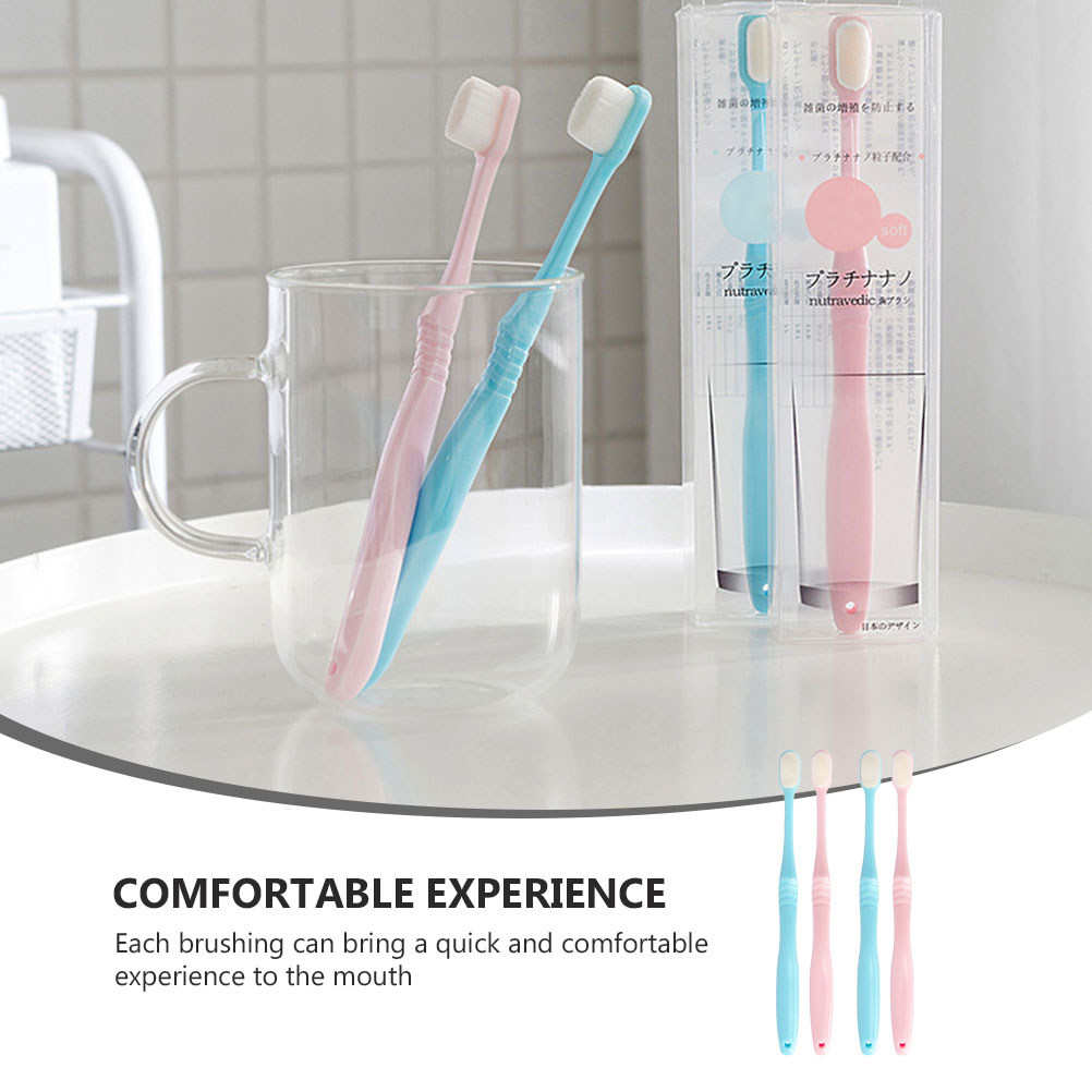 Teeth Whitening Japanese - 4개입 부드러운 칫솔 성인용 인체공학적 디자인