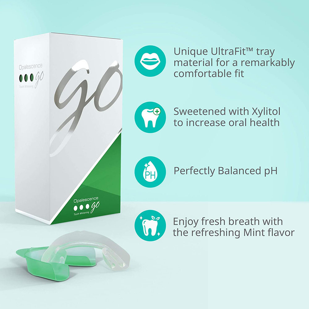 치아 미백용 과산화 수소, 유백광 고 프리필 트레이,  - Teeth Whitening Opalescence Go 리뷰 및 가격