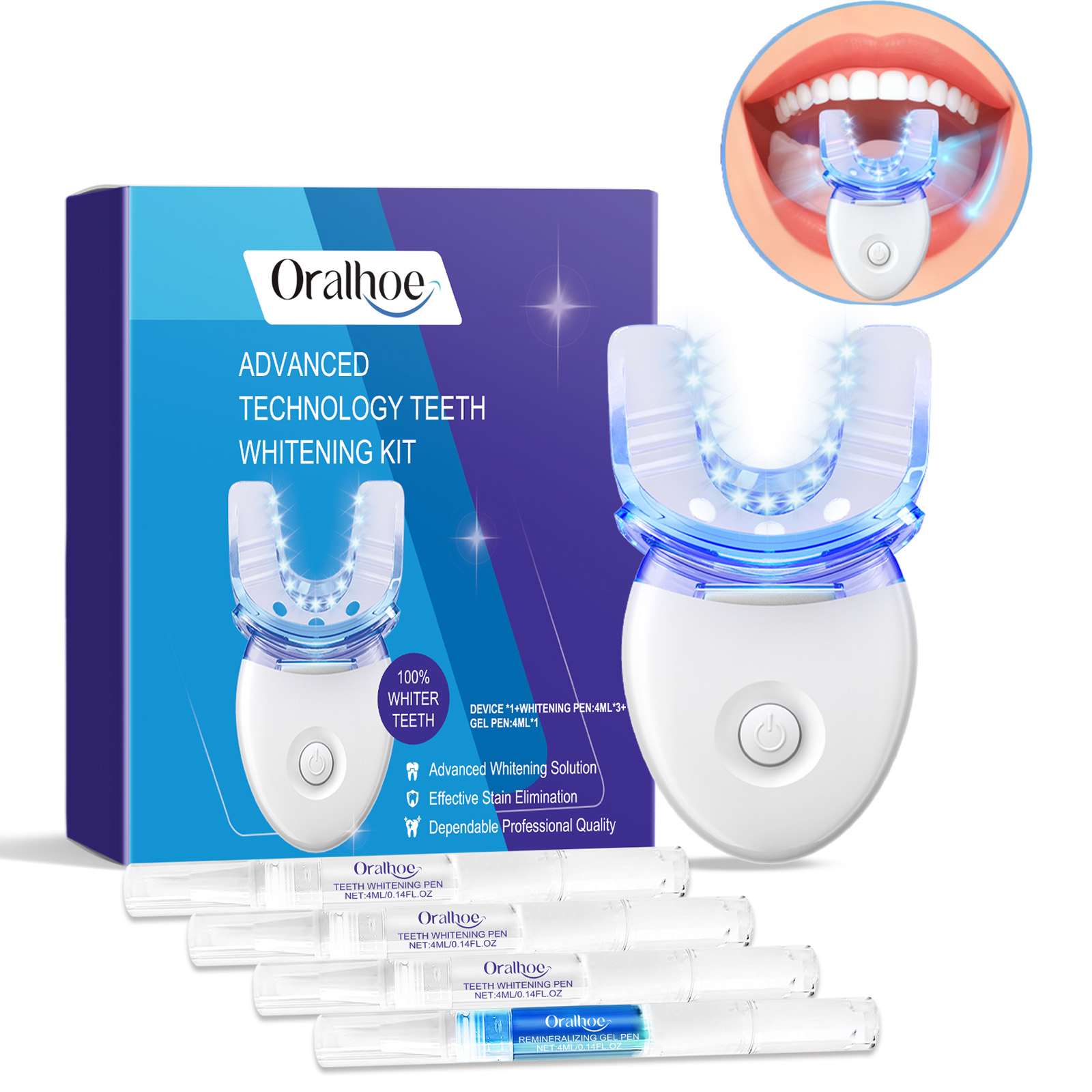 전문 치아 미백 LED 라이트 키트 (4배 미백 젤 포 - Teeth Whitening Gum 리뷰 및 가격